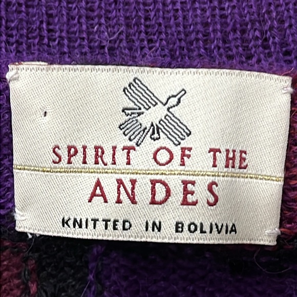 Spirit of the Andes Alpaca Hand knitted in Bolivia Multicoloured Cardigan S/M - Picture 4 of 12